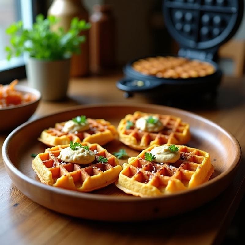 Gofres de Harina de Garbanzo y Cebolla Caramelizada: Receta Vegana en Wafflera