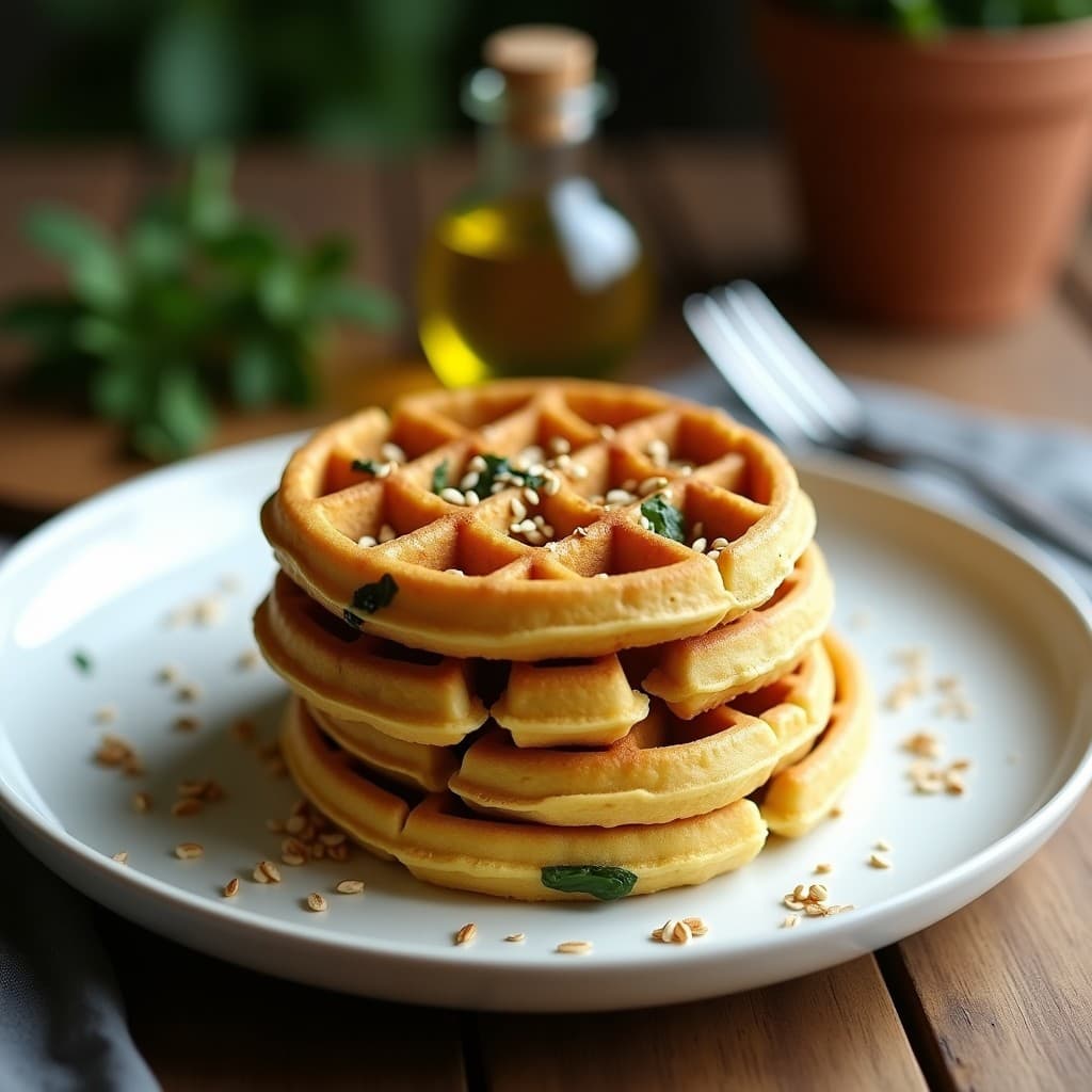 Desayuno de Gofres de Harina de Garbanzo y Espinacas: Receta Española Keto y Sin Horno