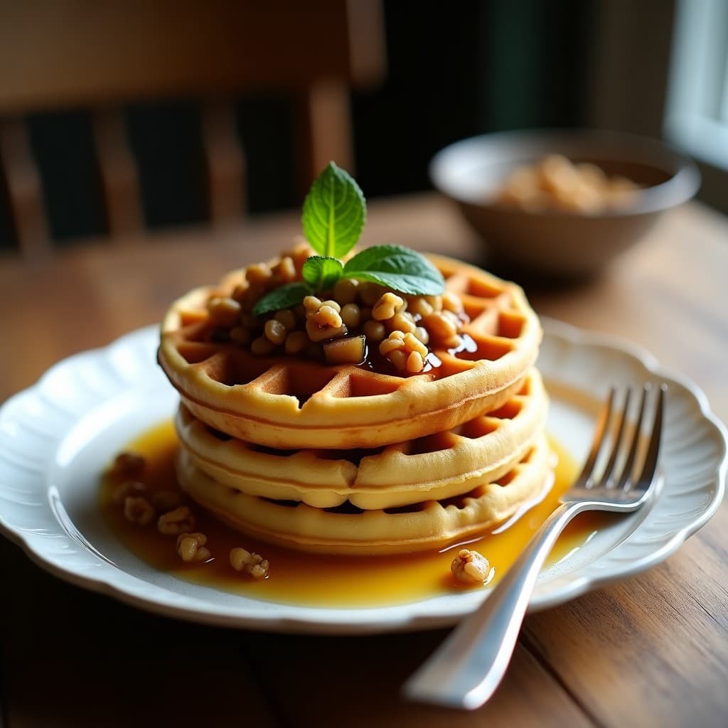 Gofres de Harina de Garbanzo con Compota de Higo y Nueces: Desayuno Proteico Sin Harina