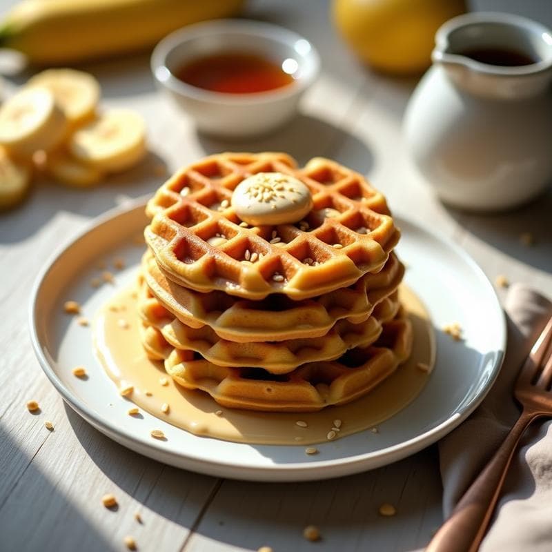 Gofres de Harina de Garbanzo con Salsa de Tahini: Desayuno Sin Gluten y Alto en Fibra