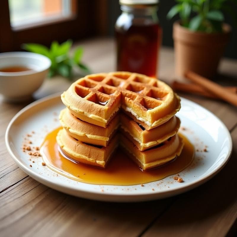 Gofres de Harina de Garbanzo: Desayuno Vegano Sin Gluten con Sirope de Arce y Canela