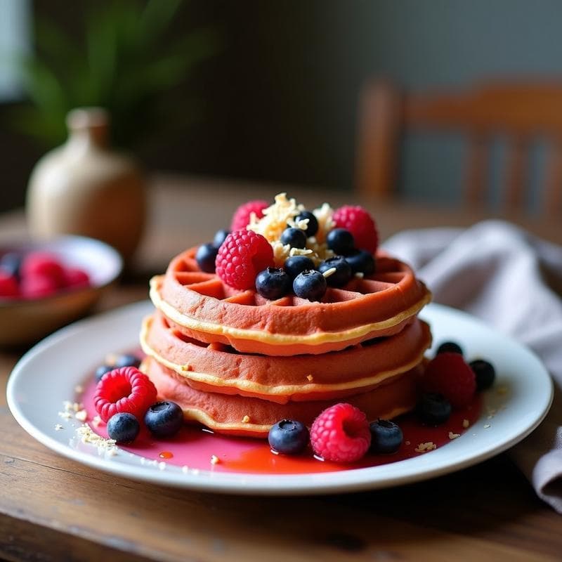 Gofres de Harina de Lentejas y Remolacha: Desayuno Vegano y Sin Gluten en Thermomix