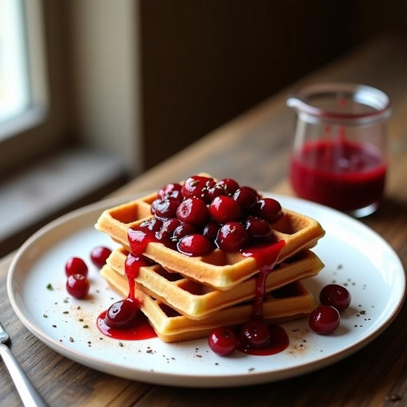 Gofres de Harina de Lentejas con Salsa de Arándanos: Desayuno Canadiense Keto y Sin Gluten
