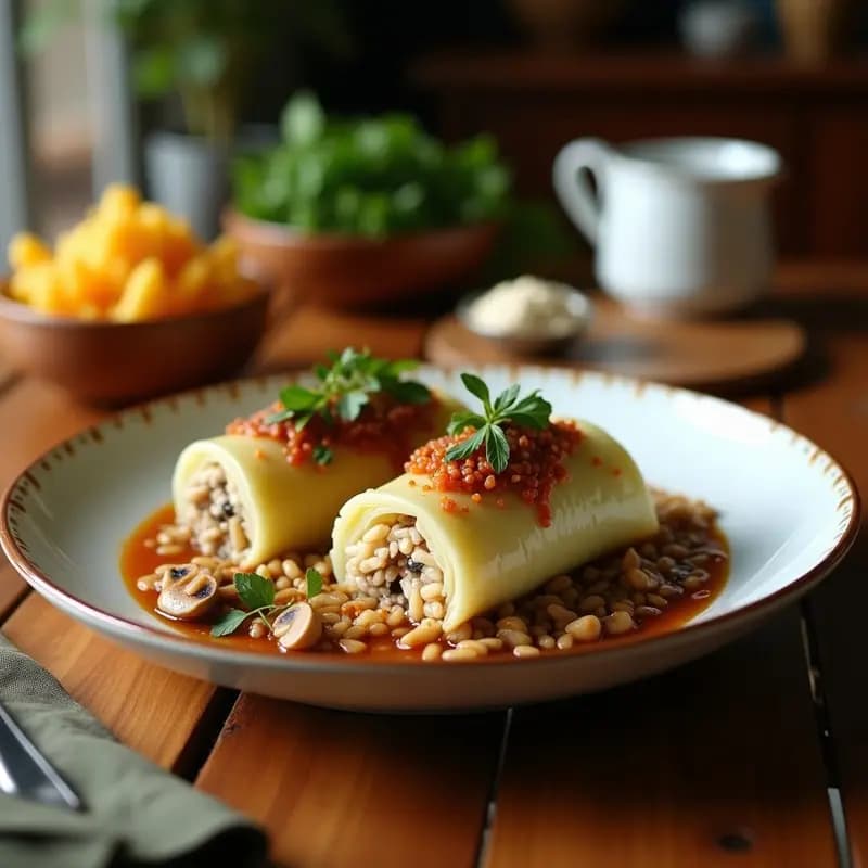 Gołąbki Polacos de Repollo Relleno de Arroz y Champiñones: Receta Vegana