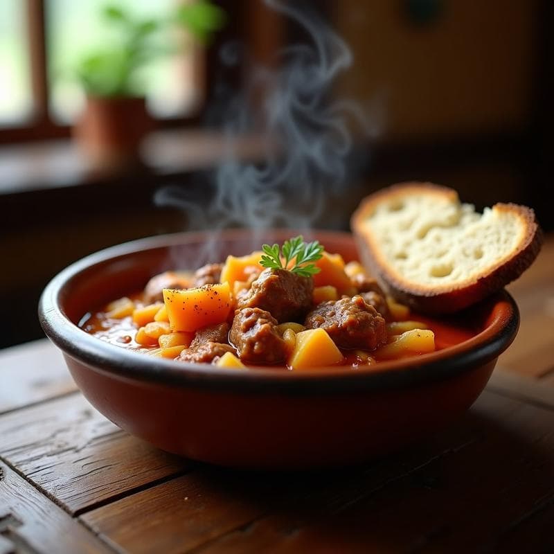 Goulash de Cordero con Col fermentada: Receta Húngara en Olla Lenta Tradicional