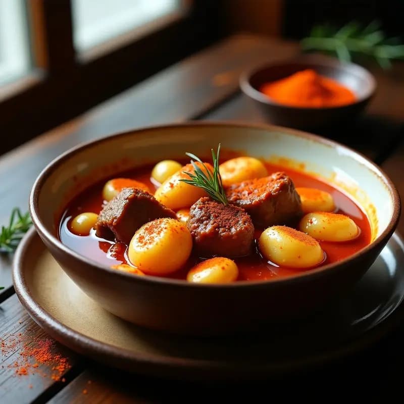 Goulash de Cordero con Paprika y Ñoquis de Patata: Receta Húngara Reconfortante en Olla Express