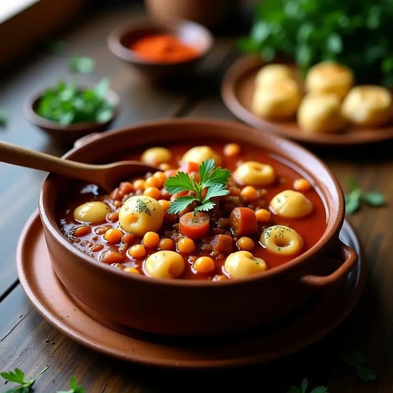 Goulash de Garbanzos y Pimentón Ahumado con Nokedli: Receta Húngara Vegana y Reconfortante