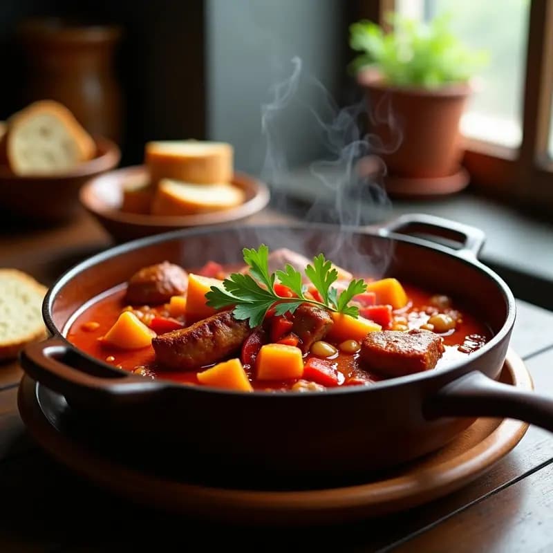 Goulash Húngaro con Chorizo y Pimentón: Estofado Picante y Tradicional