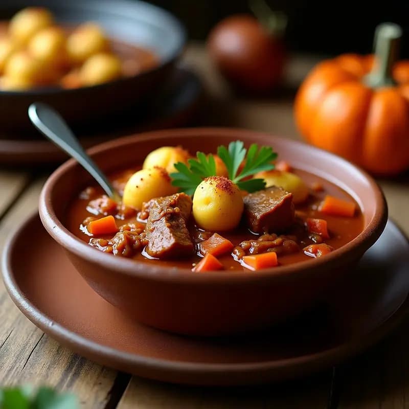 Goulash Húngaro con Ñoqui de Calabaza: Receta de Olla con Toque Dulce