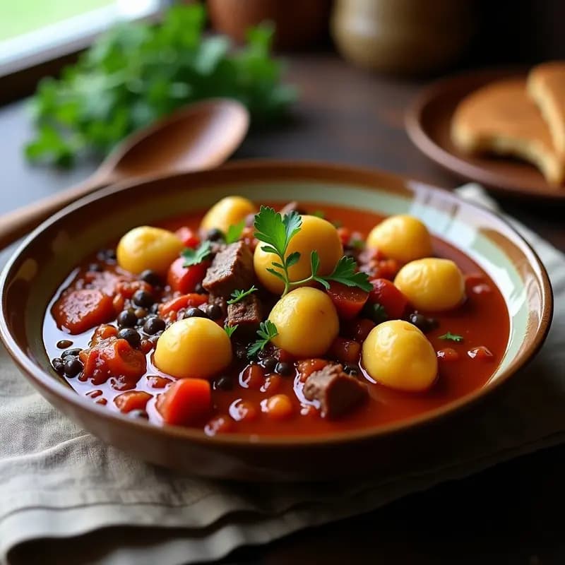 Goulash Hungría con Ñoquis de Mandioca: Receta sin Gluten y Alta en Hierro