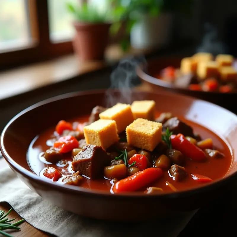Goulash Húngaro con Pan de Jengibre: Estofado de Ternera y Especias Tradicional