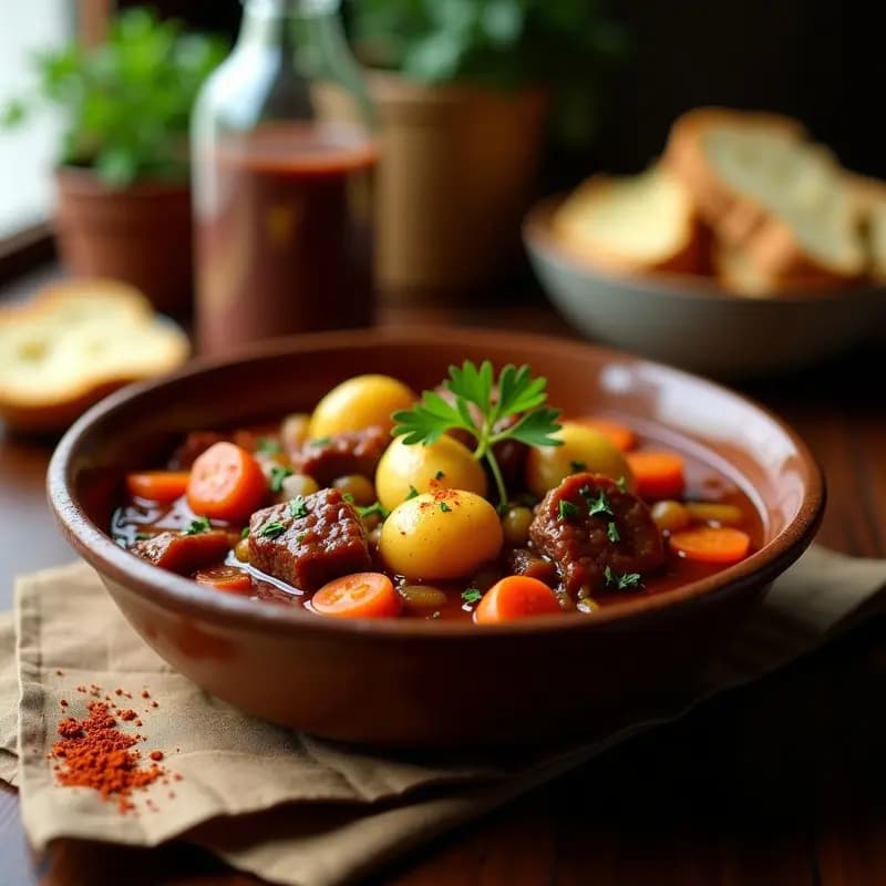 Goulash Hungría con Ñoquis de Patata: Guiso de Carne y Verduras Reconfortante