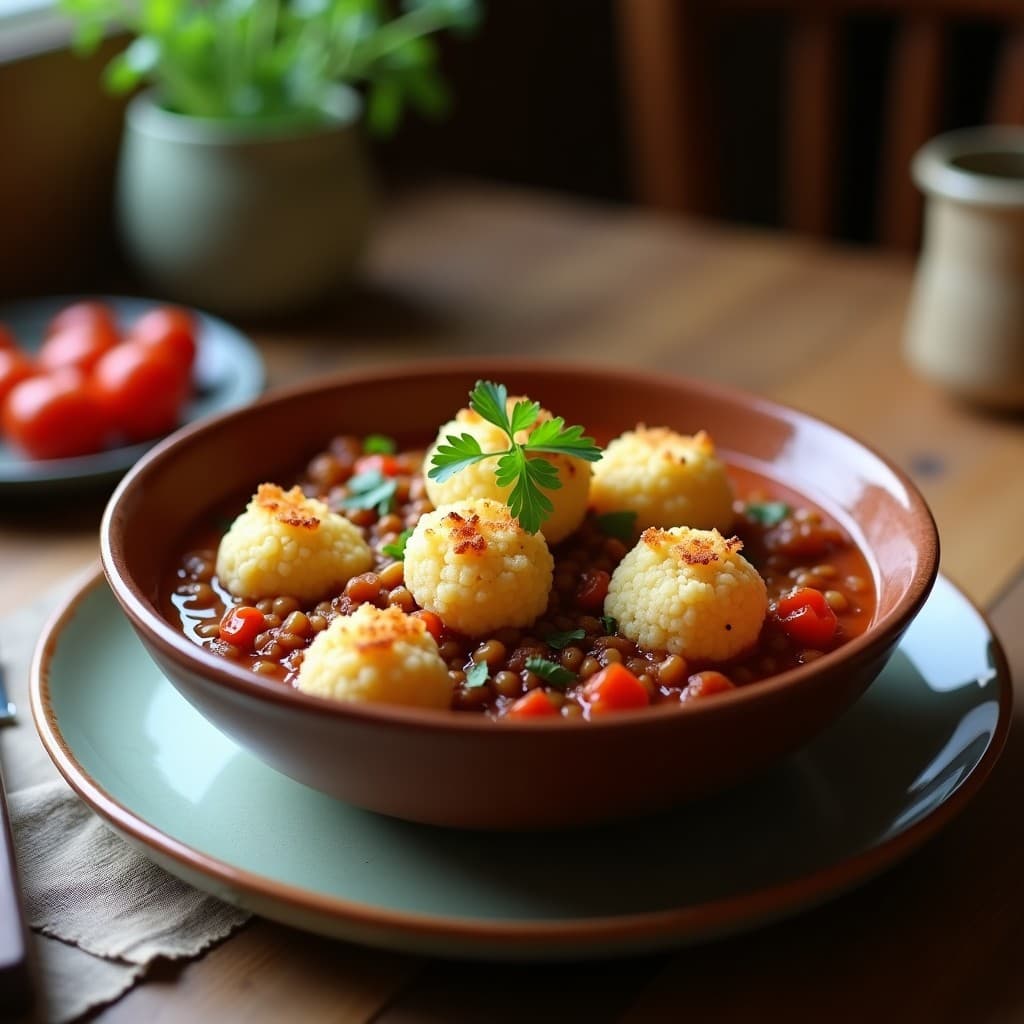 Goulash de Lentejas y Pimentón con Ñoquis de Coliflor: Receta Húngara Vegana Sin Gluten