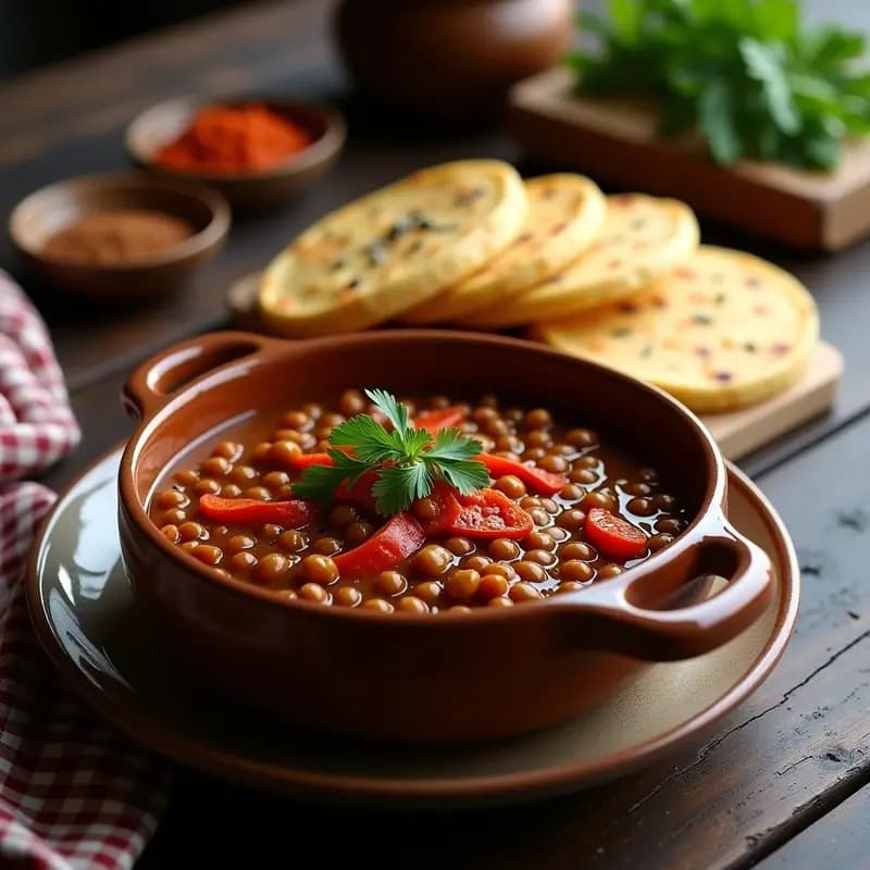 Goulash de Lentejas y Pimientos con Pan de Maíz: Receta Húngara Vegana
