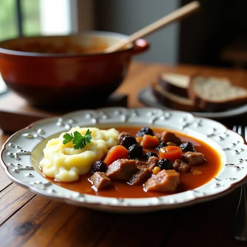 Goulash Magdeburgo con Carne de Res y Pasas: Receta Alemana Dulce-Salada en Olla