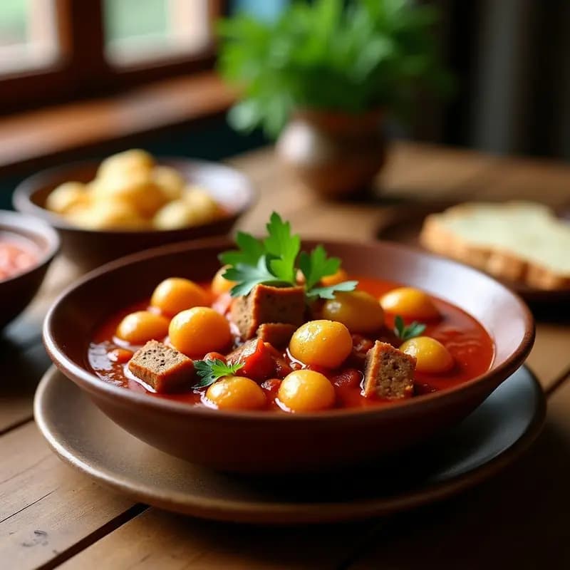 Goulash Húngaro con Pimentón Picante y Ñoquis de Papa: Receta Reconfortante en 1 Hora