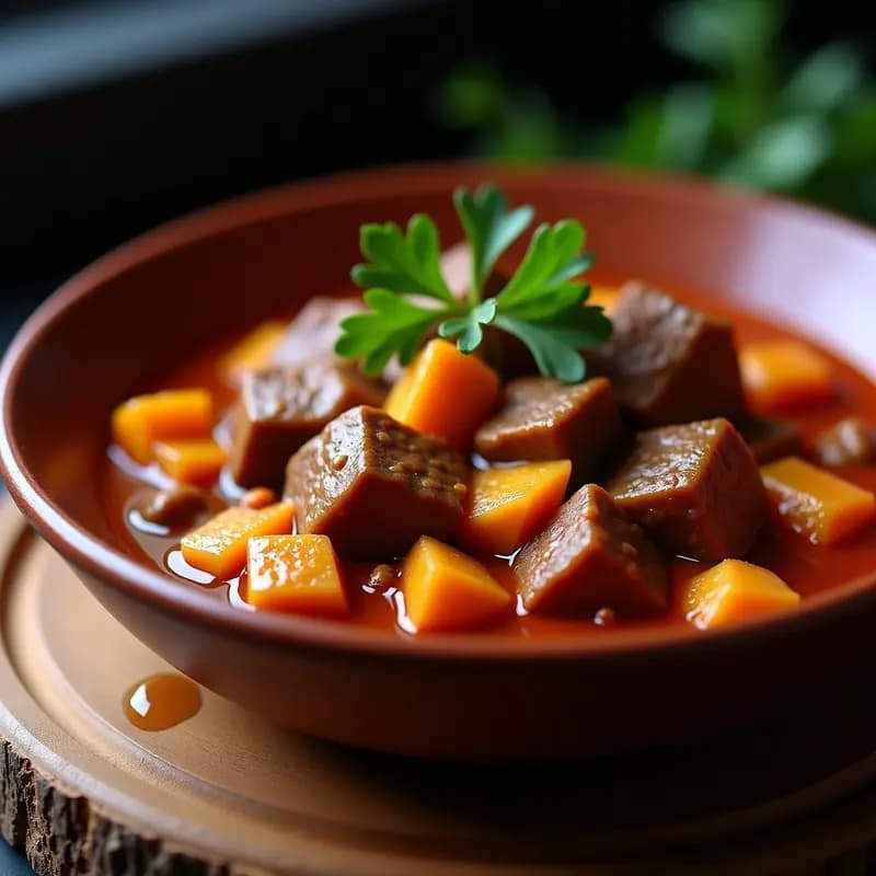 Goulash de Res y Pimentón Dulce: Receta Húngara en Olla Exprés con Ñame