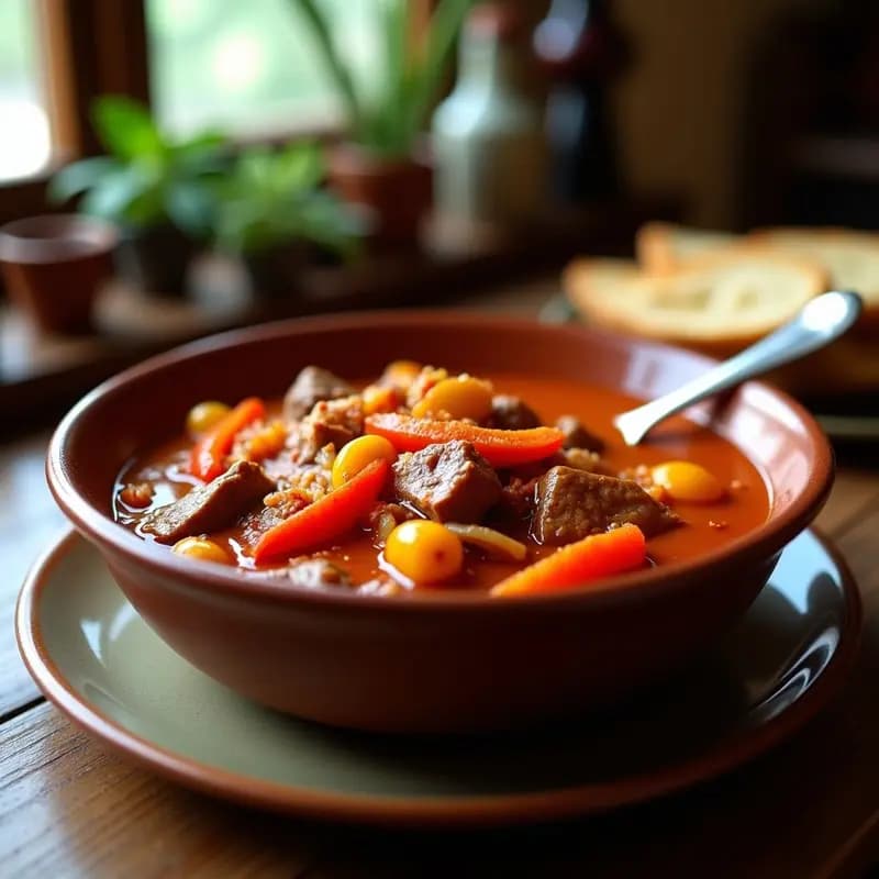 Goulash de Res y Pimientos con Salsa de Paprika: Receta Húngara en Olla Lenta y Reconfortante