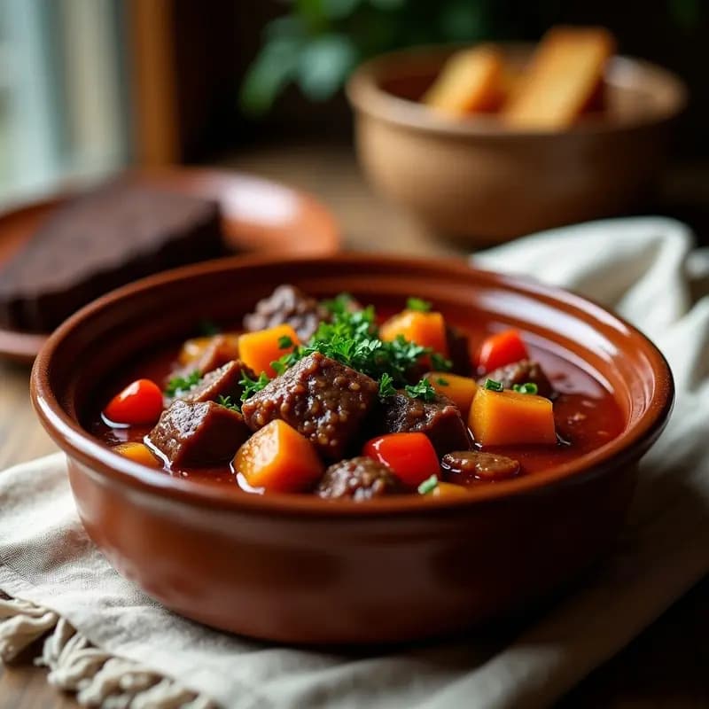 Goulash de ternera con Ñame: Receta húngara en olla rápida y alta en hierro