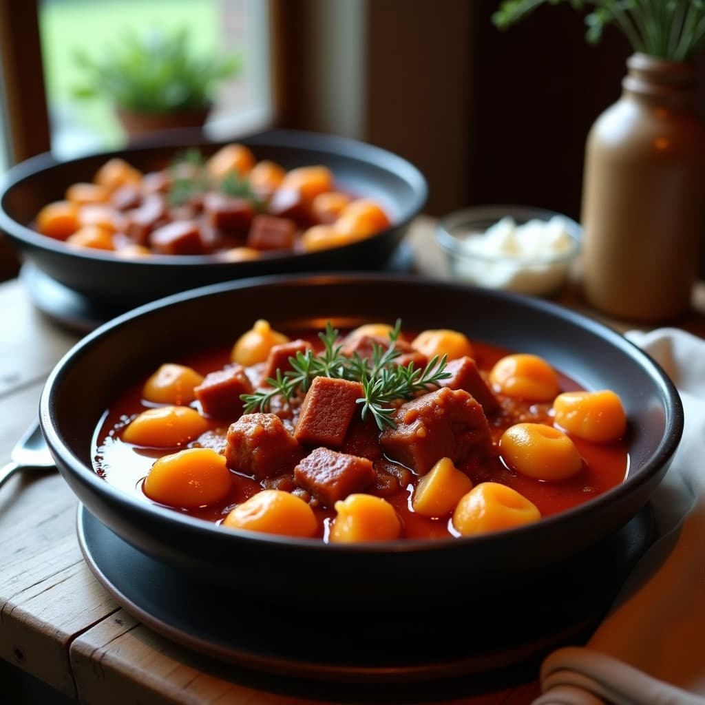 Goulash de Ternera con Pimentón y Ñoquis de Batata: Receta Húngara Reinterpretada