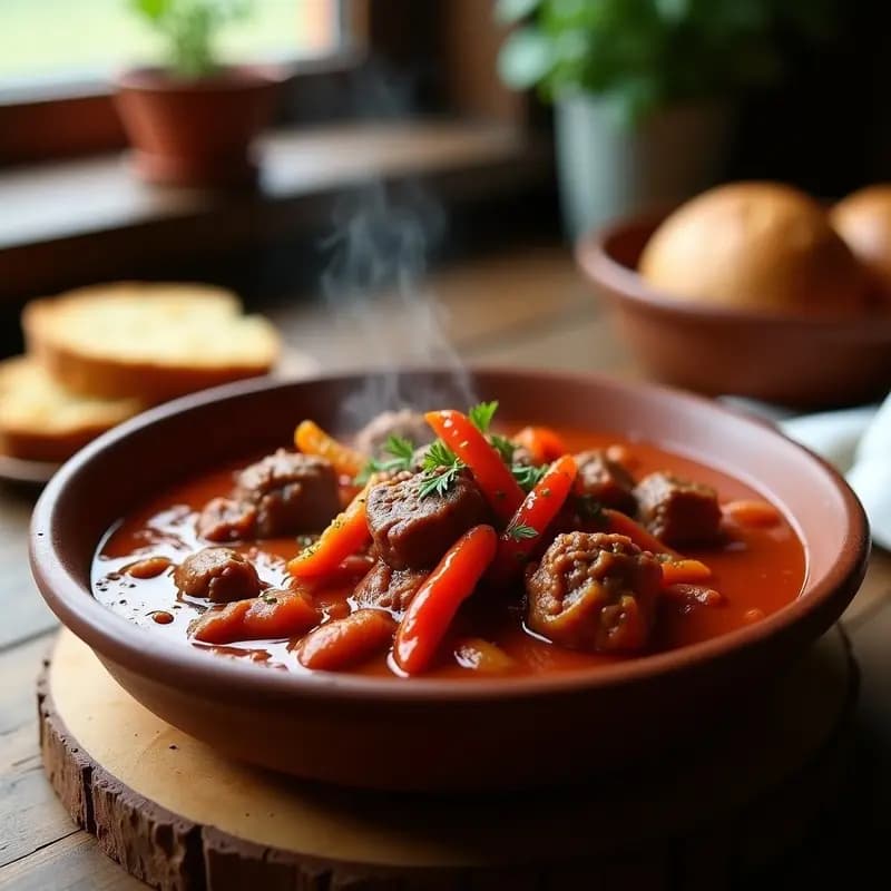 Goulash de Ternera con Pimientos Asados y Ñoras: Receta Húngara en Olla Exprés