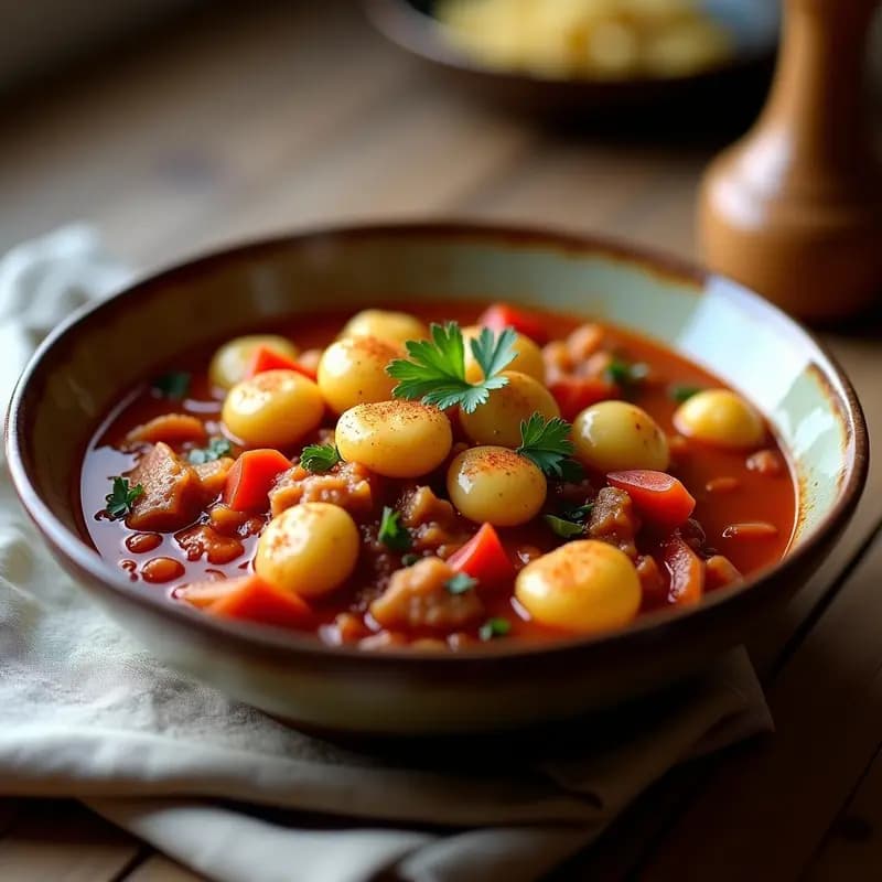 Goulash Húngaro con Ñoquis de Coliflor: Receta en Olla Rápida y Sin Gluten