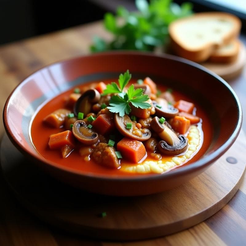 Goulash Vegano de Seitán y Pimentón Ahumado: Receta Húngara en Olla Exprés