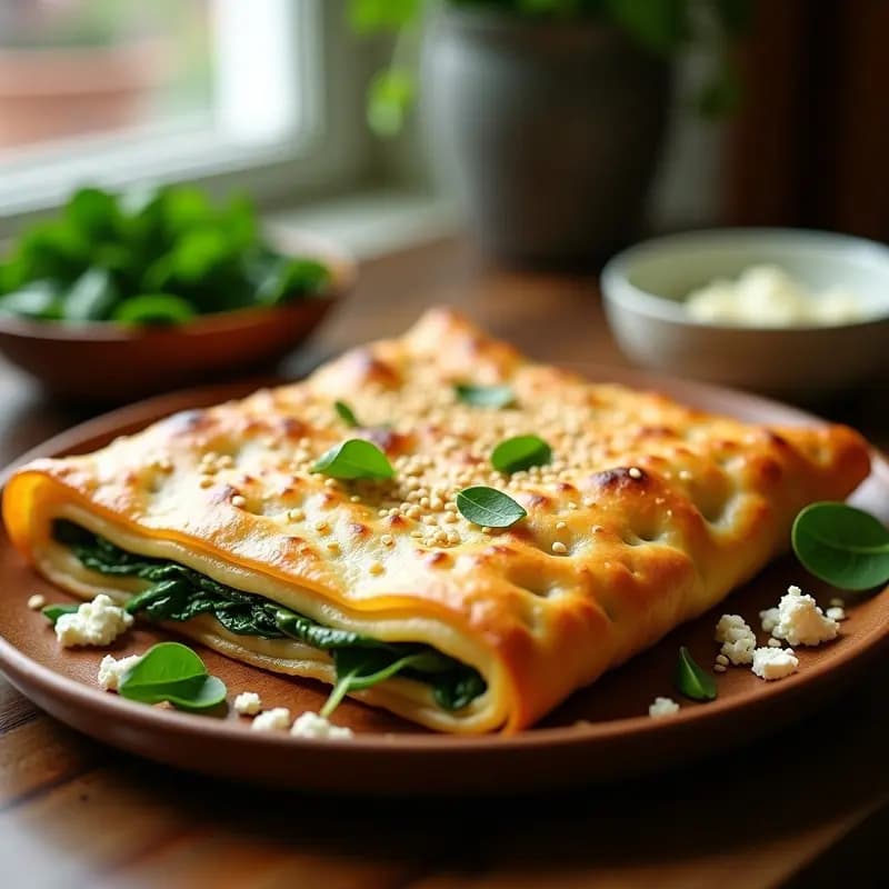 Gozleme de Espinacas y Feta con Masa Filo Integral: Receta Turca para Tupper