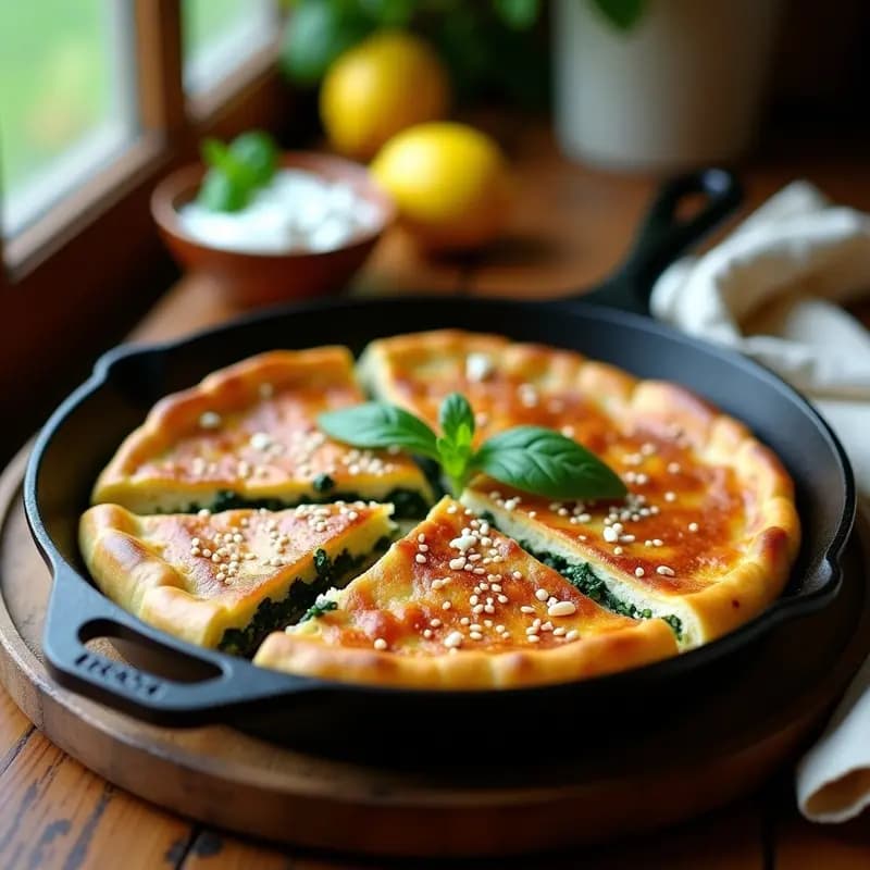 Gözleme de Espinacas y Queso Feta: Pan Turco Relleno en Sartén