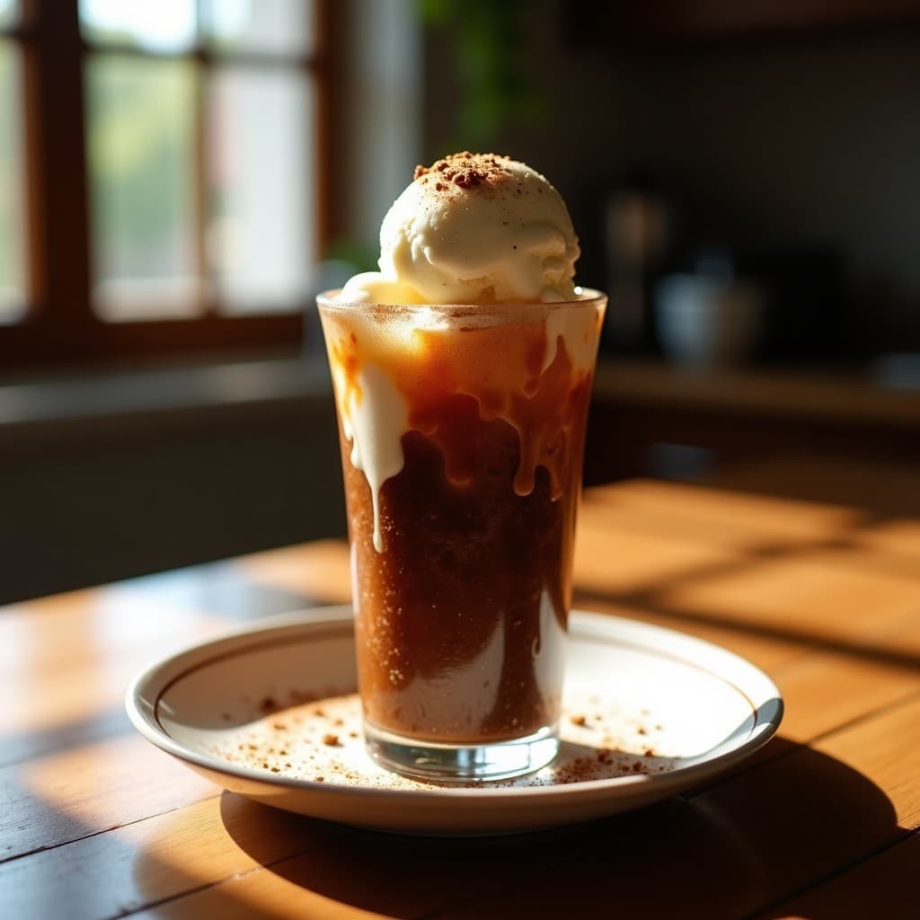 Granizado de Café y Malta con Helado de Vainilla: Bebida Italiana Refrescante Sin Alcohol