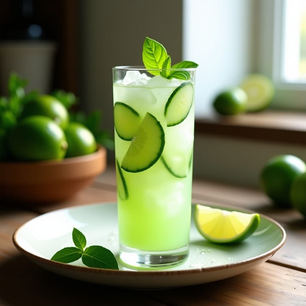 Granizado de Pepino y Albahaca con Jugo de Lima: Bebida Refrescante Sin Azúcar