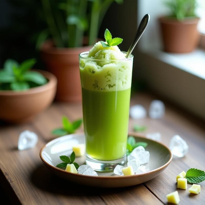 Granizado de Té Verde y Jengibre con Trozos de Lichi: Bebida Detox Asiática