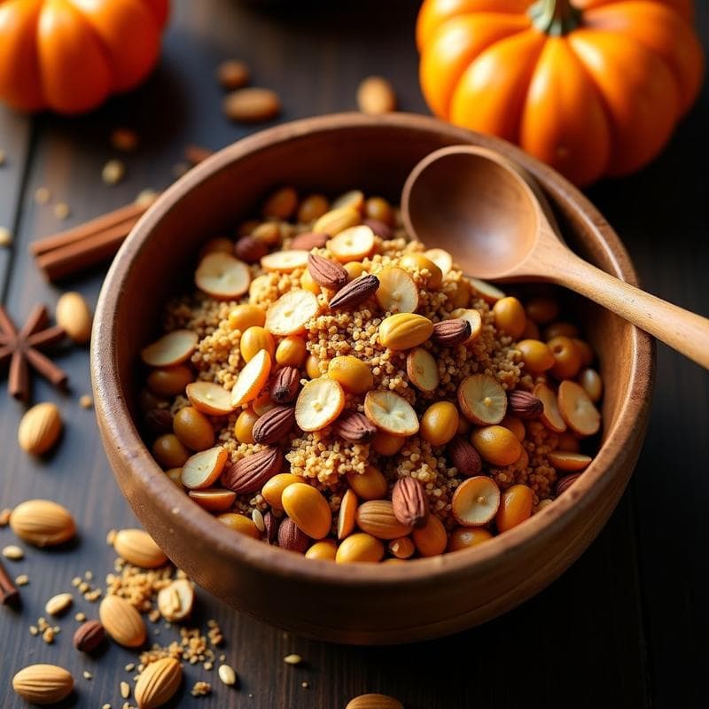 Granola de Semillas de Calabaza y Especias Chai: Desayuno Sin Azúcar y Sin Horno