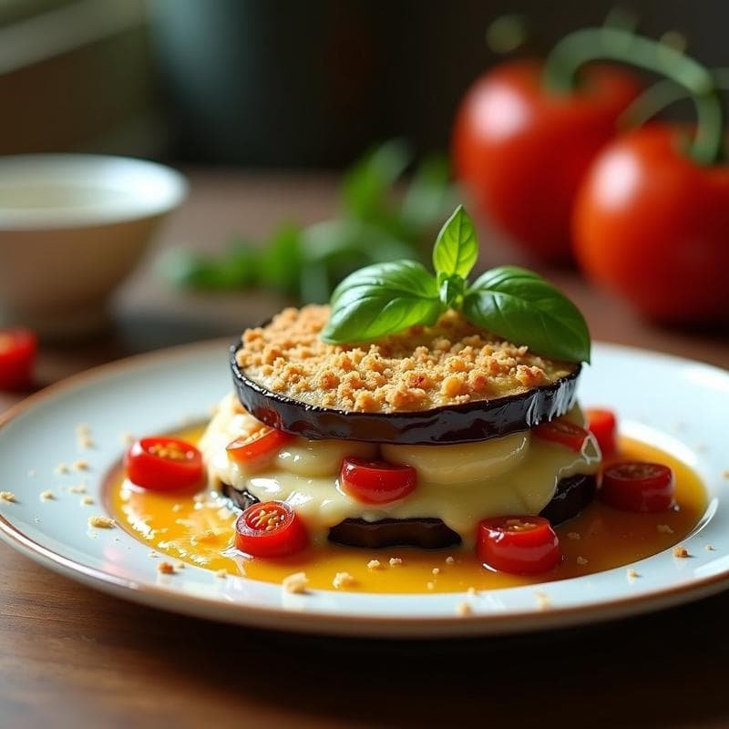 Gratin de Berenjenas y Queso de Almendras con Tomates Secos: Receta Italiana en Airfryer Sin Lácteos