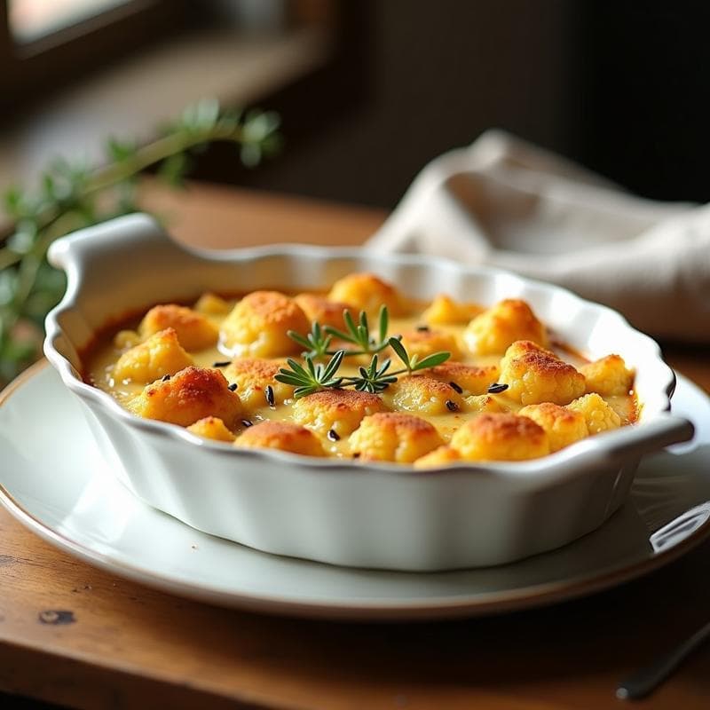 Gratin de Coliflor y Queso de Anacardo: Receta Francesa Vegana en Airfryer