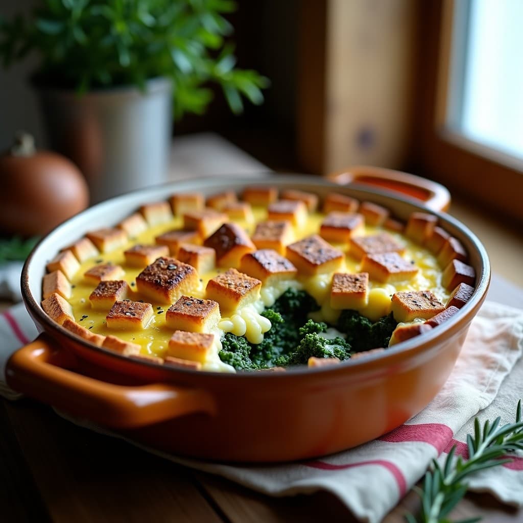 Gratinado de Col Rizada y Queso de almendras con Pan de Centeno: Receta Alemana Vegana