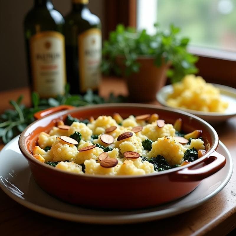 Gratinado de Coliflor y Espinacas con Queso de Oveja: Receta Keto en Airfryer