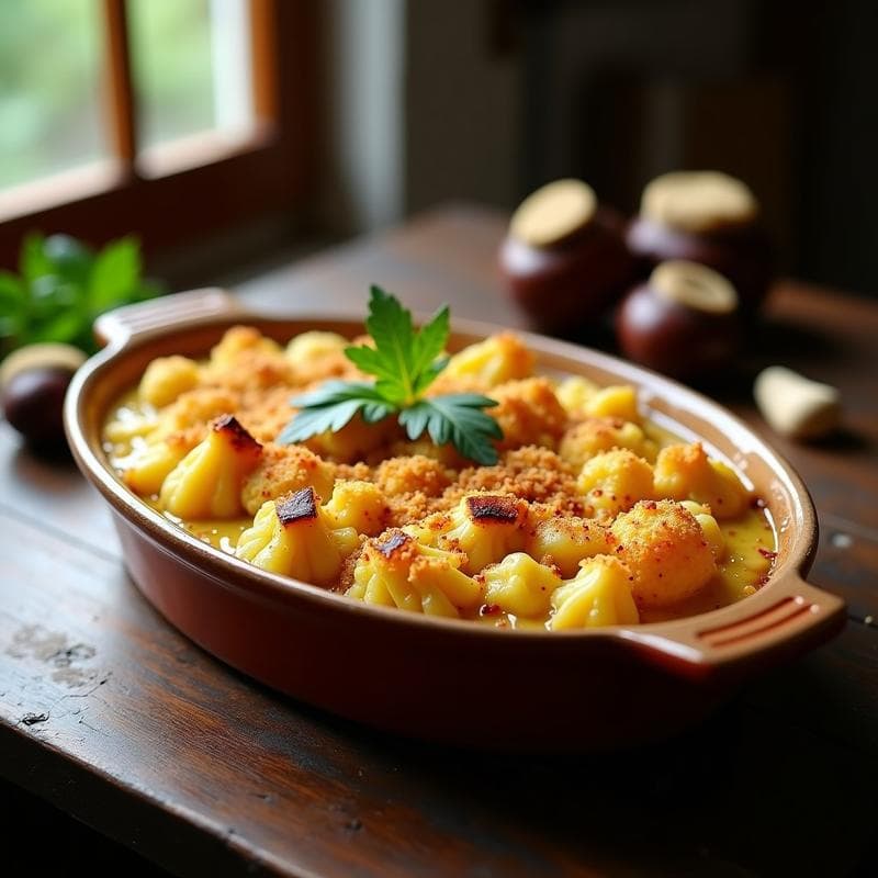Gratinado de Coliflor y Queso de Castañas: Receta Francesa Vegana en Olla Express