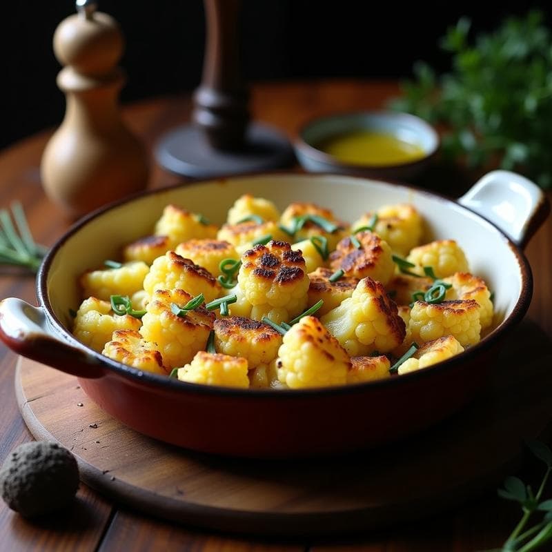 Gratinato de Coliflor con Queso de Castañas y Trufa: Receta Francesa Keto en Airfryer