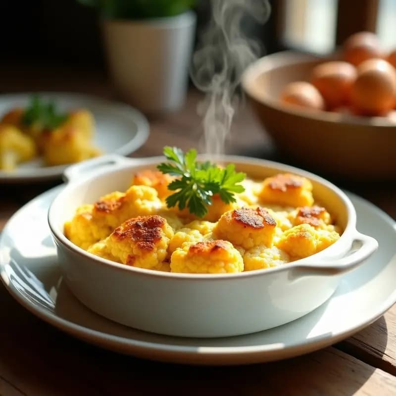 Gratinado de Coliflor con Queso de Cúrcuma y Pan Rallado de Almendra: Receta Francesa Keto