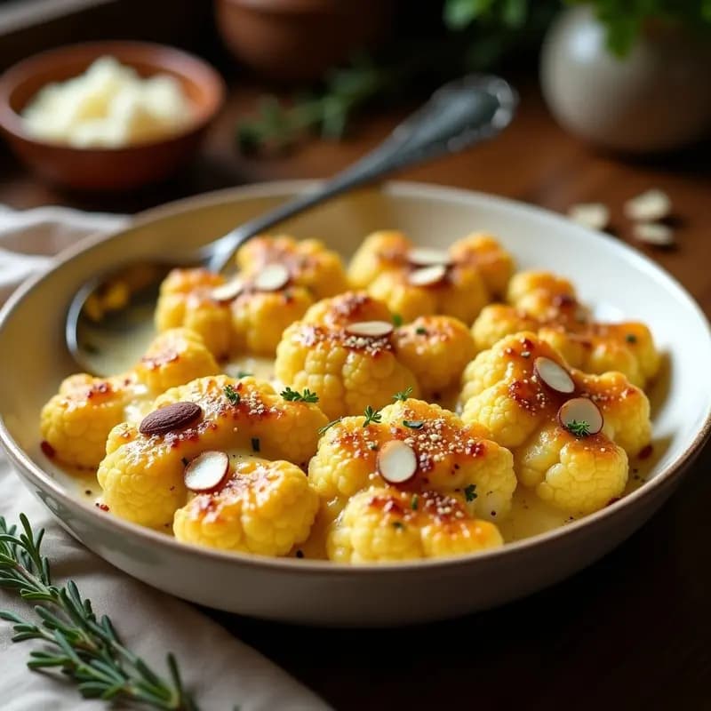 Gratinado de Coliflor con Queso Gruyère y Nuez Moscada: Receta Francesa Keto