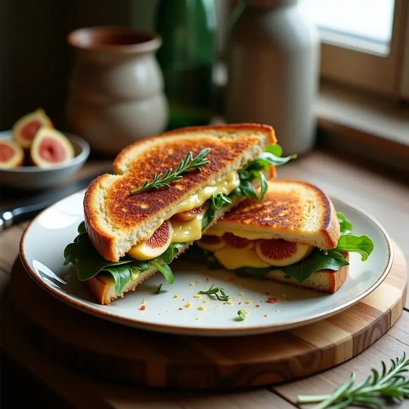 Grilled Cheese de Queso de Anacardos y Higos Caramelizados: Sandwich Vegano Sin Lactosa