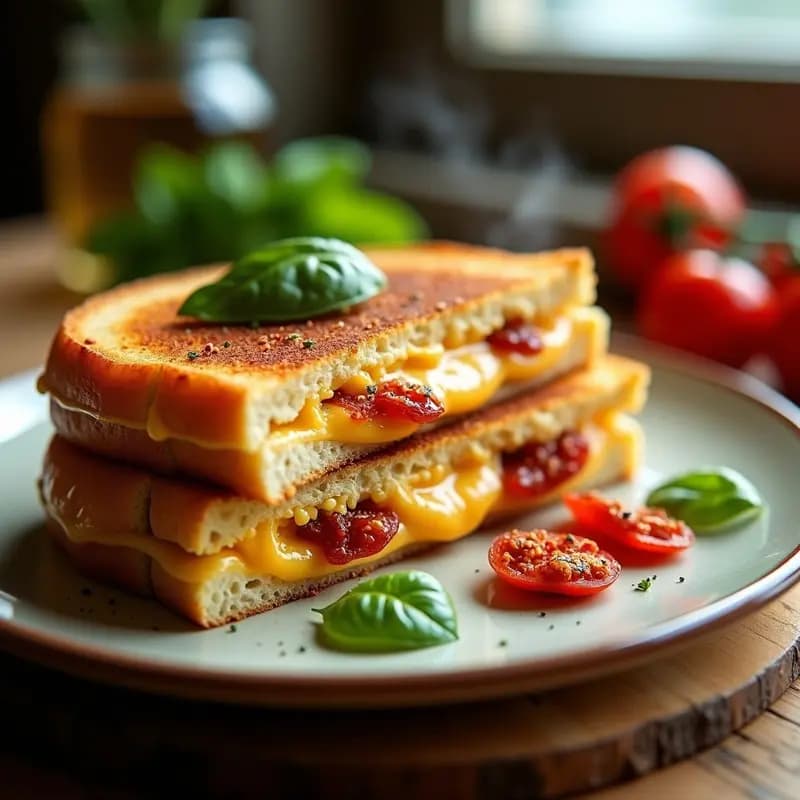 Grilled Cheese de Queso Vegano y Tomate Seco: Sándwich Americano Crujiente en Airfryer