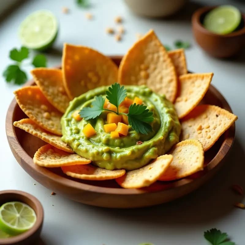Guacamole de Aguacate y Mango con Totopos de Linaza: Aperitivo Mexicano Keto