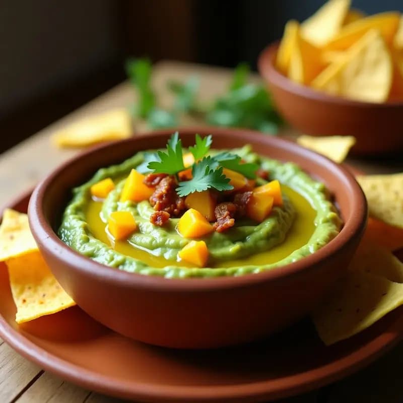 Guacamole con Aguacate, Mango y Chiles Chipotle: Dip Mexicano Gourmet y Sin Lactosa