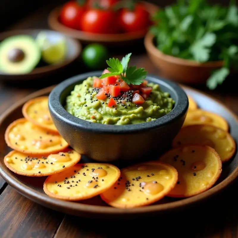 Guacamole con Totopos de Maíz Azul: Receta Mexicana Original y Sin Cocción