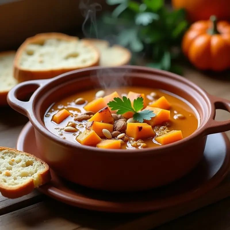Guiso de Almendras y Calabaza con Toque de Canela: Receta de Invierno Andaluz Reconfortante