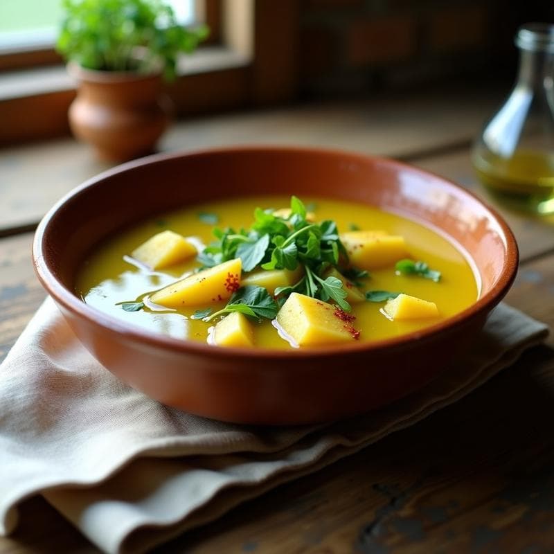 Guiso de Berros y Patata con Toques de Azafrán: Receta Española Sin Lactosa