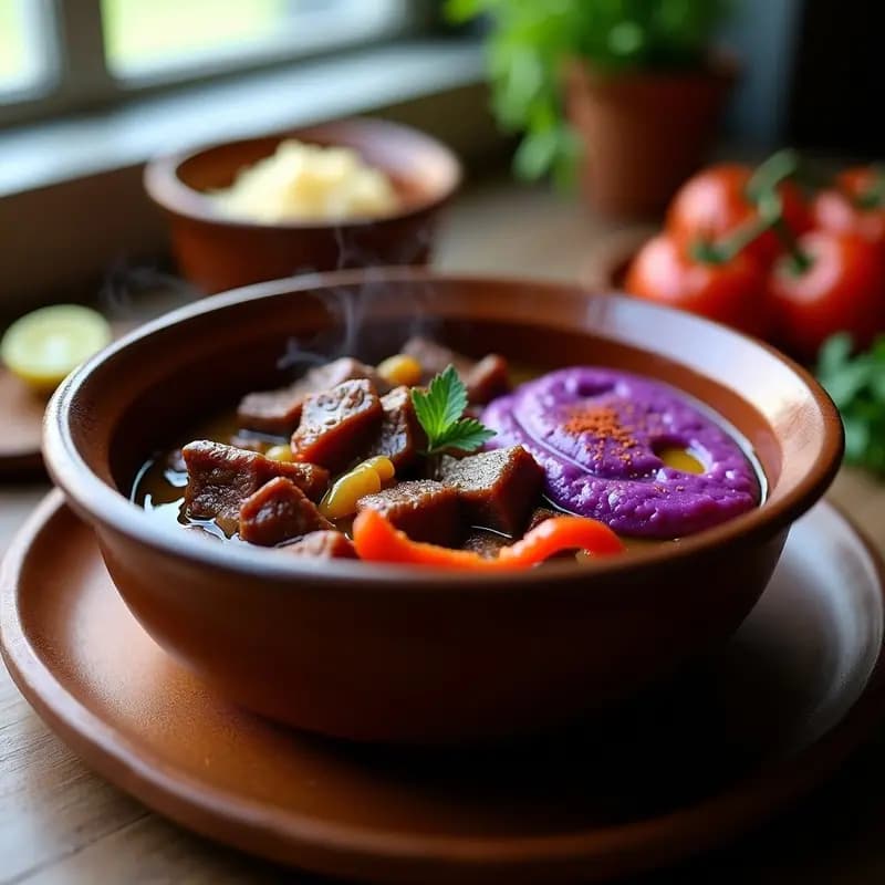 .dllo de Carne con Puré de Batata Morada: Receta Argentina Keto y Sin Gluten
