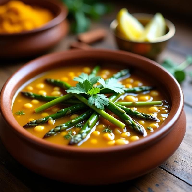 Guiso de Frijoles Mung y Espárragos con Jengibre: Receta Ayurvédica en Olla Express